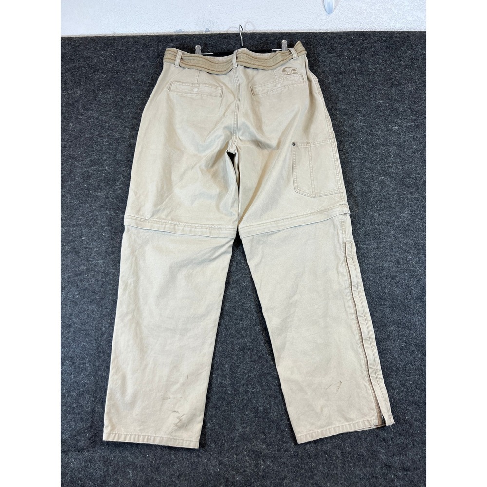 Sorel Convertible Zip Off Pants Mens Size 34 Brown Canvas Belted Utility Hiking